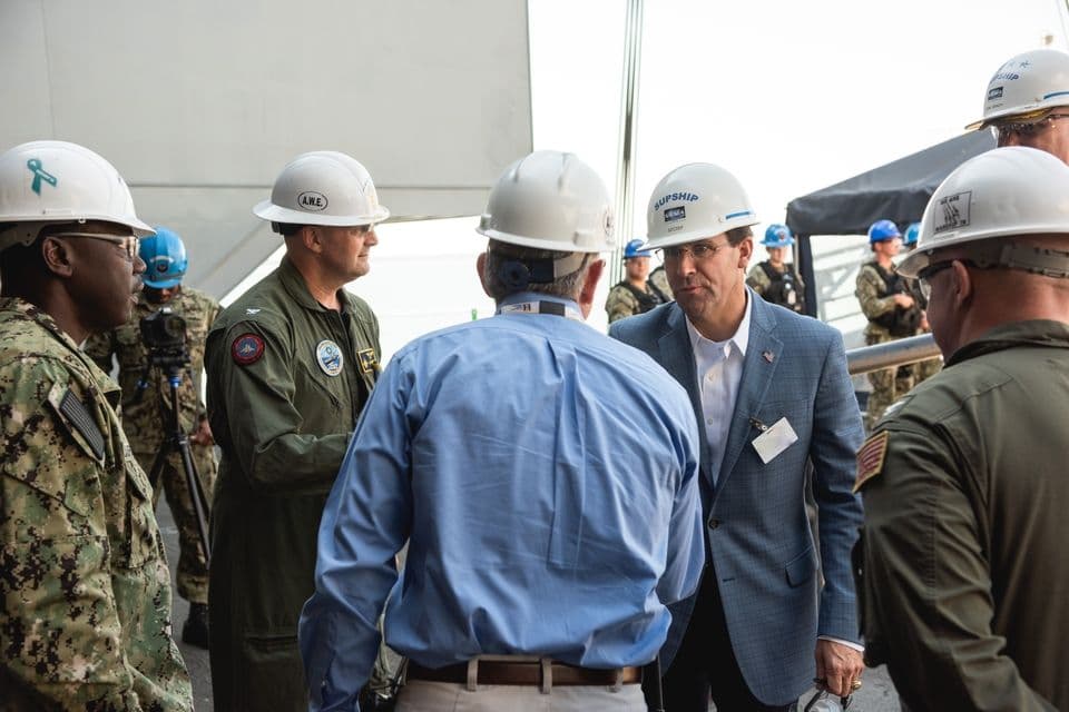 SECRETARY OF DEFENSE MARK ESPER VISITS NEWPORT NEWS SHIPBUILDING
