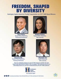 HUNTINGTON INGALLS INDUSTRIES EMPLOYEES RECEIVE AWARDS FROM THE SOCIETY OF ASIAN SCIENTISTS AND ENGINEERS