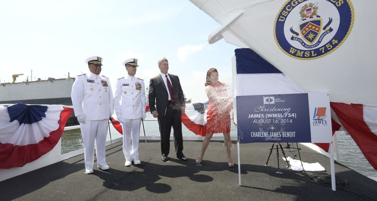 INGALLS SHIPBUILDING CHRISTENS FIFTH NATIONAL SECURITY CUTTER, JAMES
