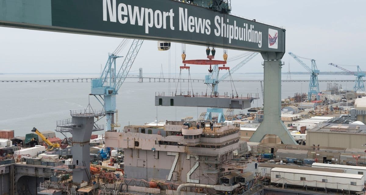 NEWPORT NEWS SHIPBUILDING INSTALLS NEW UPPER LEVEL STRUCTURE ON USS ABRAHAM LINCOLN (CVN 72)
