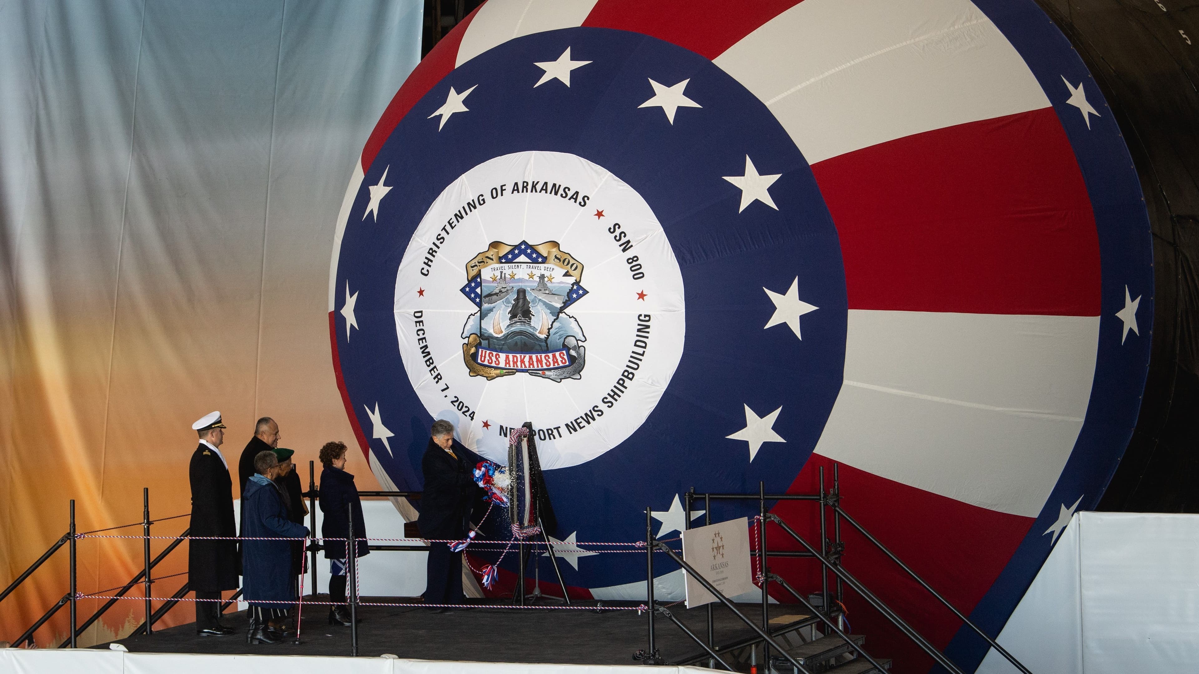 HII Christens Virginia-Class Attack Submarine Arkansas (SSN 800)