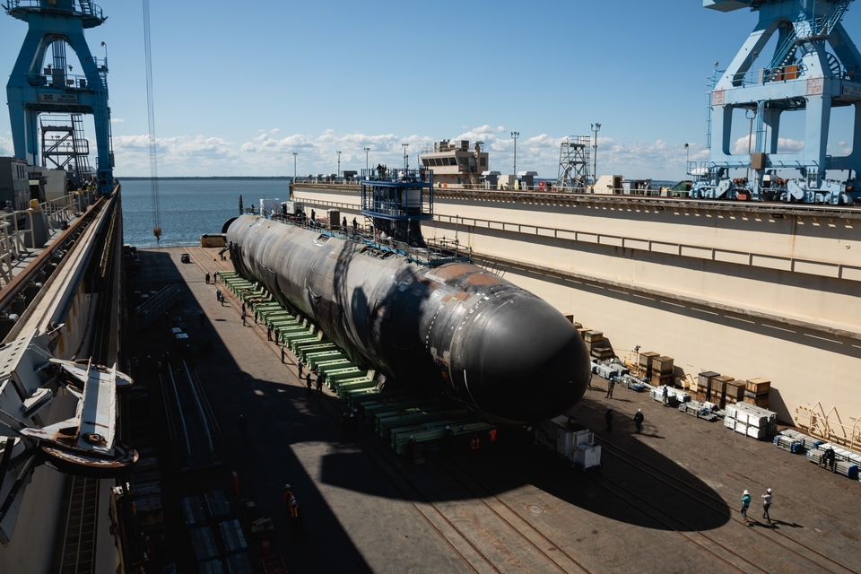 Huntington Ingalls Industries submarine on dry dock