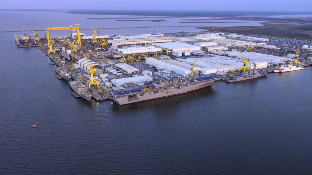 Aerial Image Of Ingalls Shipbuilding In Pascagoula Mississippi Scaled