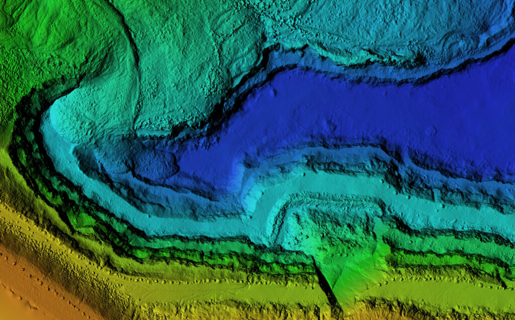Elevation Model Of An Excavation Site With Steep Rock Walls