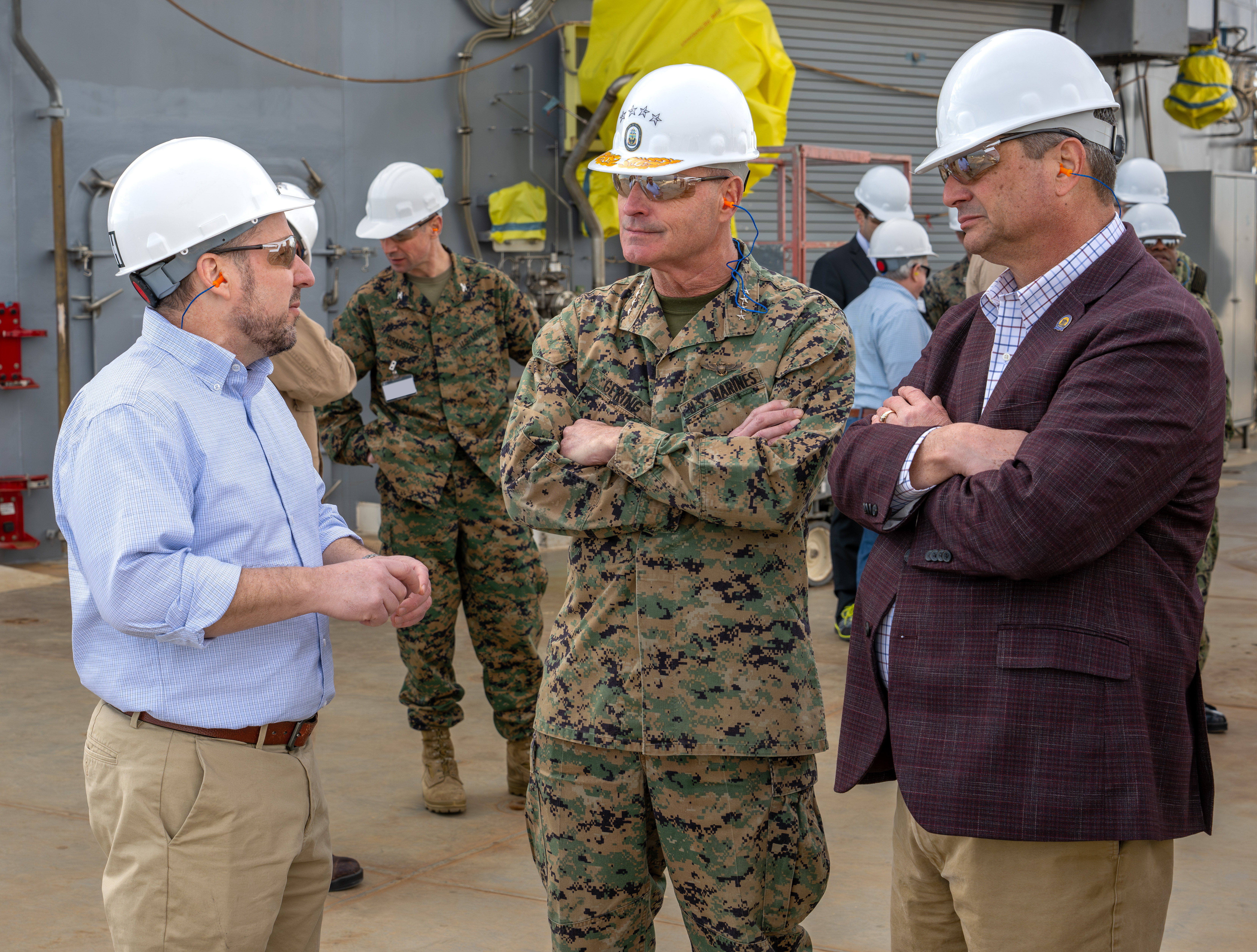 Visit Ingalls Shipbuilding President Brian Blanchette, General Bradford Gering Acmc, And Sl Shon Brodie Mexw On The Flight Deck Of Lha 8 Rh January 29, 2026
